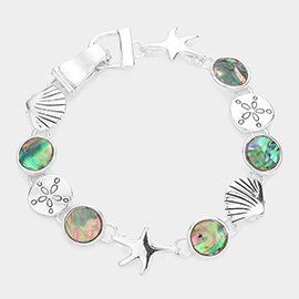 Abalone Starfish Shell Link Magnetic Bracelet