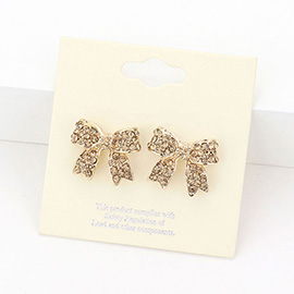 Pave bow stud earrings
