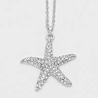 Crystal Pave Starfish Pendant Necklace