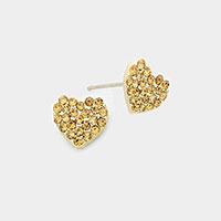Crystal Rhinestone Pave Heart Stud Earrings