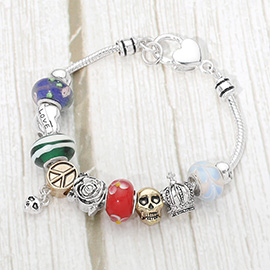 Multi Bead Love Flower Charm Bracelet
