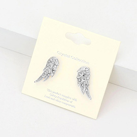 Crystal Accented Wing Stud Earrings