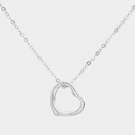 Metal Open Heart Pendant Necklace