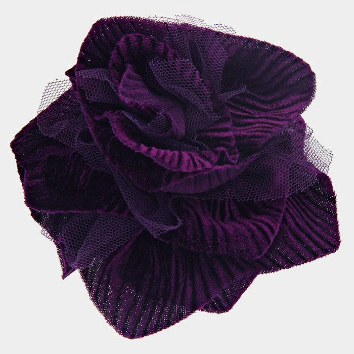 Fabric mesh flower brooch / hair pinch clip