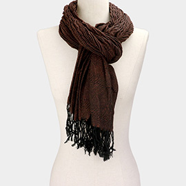 Wrinkle Fringe Oblong Scarf