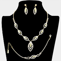 Marquise Rhinestone Necklace Jewelry Set
