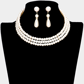 3-Row Pearl Choker Necklace