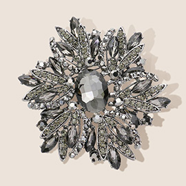 Glass Crystal Flower Brooch / Pendant
