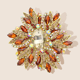 Glass Crystal Flower Brooch / Pendant