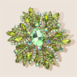 Glass Crystal Flower Brooch / Pendant