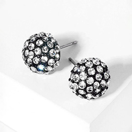Crystal PaveD Round Dome Stud Earrings