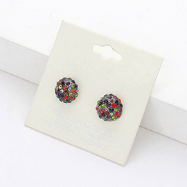 Crystal Paved Round Dome Stud Earrings