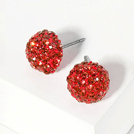 Crystal Paved Round Dome Stud Earrings