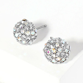 Crystal Pave Round Dome Stud Earrings