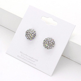 Crystal Pave Round Dome Stud Earrings