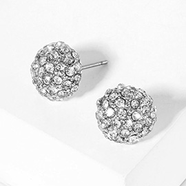 Crystal Pave Round Dome Stud Earrings
