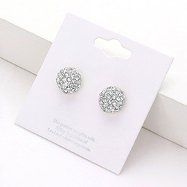 Crystal Pave Round Dome Stud Earrings