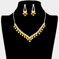 Teardrop Stone Accented Rhinestone Necklace