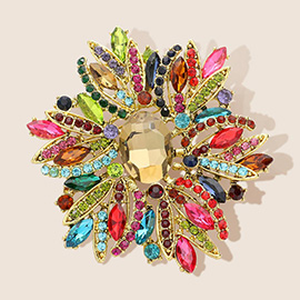 Glass Crystal Flower Brooch / Pendant