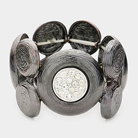 Rhinestone Embellished Metal Stretch Bracelet