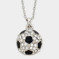 Crystal Pave Soccer Pendant Necklace
