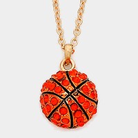 Crystal Pave Basketball Ball Pendant Necklace