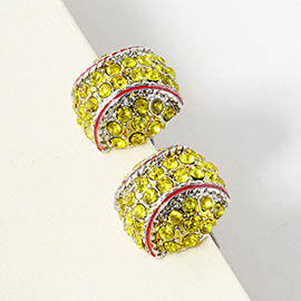 Rhinestone Embellished Softball Stud Earrings
