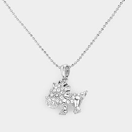 Crystal Pave Rhino Pendant Necklace