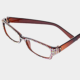 Crystal Pave Rectangular Reading Glasses