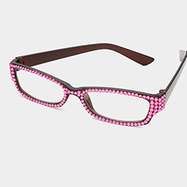 Crystal Pave Rectangular Reading Glasses