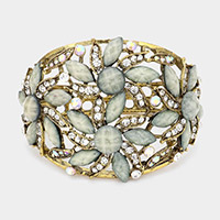 Floral Crystal Hinged Bangle Bracelet