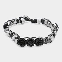 Rose Cluster Metal Bead Bracelet