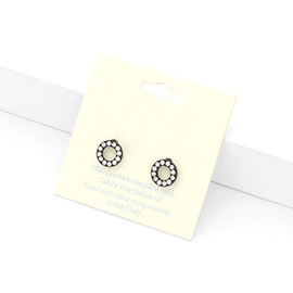 Rhinestone Embellished Open Circle Stud Earrings