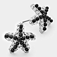 Crystal & bead starfish stud earrings