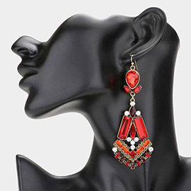 Rectangle Crystal Statement Chandelier Earrings