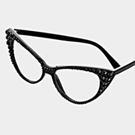 Crystal Cat Eye Clear Lens Sunglasses