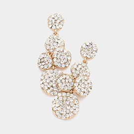 Crystal pave disc cluster evening earrings