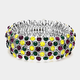 Mardi Gras Bubble Stone Stretch Evening Bracelet