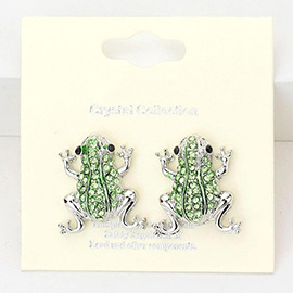 Crystal Pave Frog Stud Earrings