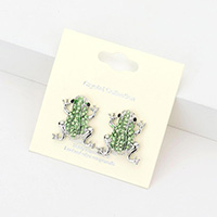 Crystal Pave Frog Stud Earrings