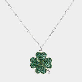 Crystal Paved Clover Pendant Necklace