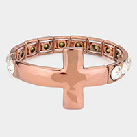 Crystal Accented Cross Stretch Bracelet