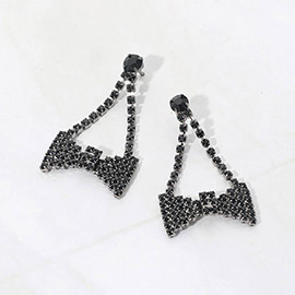 Crystal Rhinestone Bow Evening Earrings
