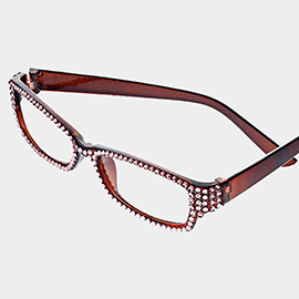 Crystal Pave Rectangular Reading Glasses