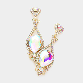 Crystal rhinestone teardrop evening earrings