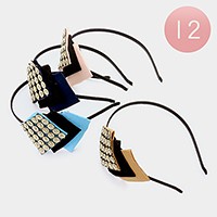 12 PCS - Triple rhombus & mesh crystal headbands