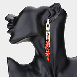 Long Crystal Rhinestone Evening Earrings