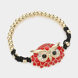 Enamel Owl Stretch Bracelet