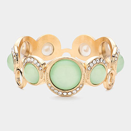 Stone Paved Crescent Pointed Glass Stone Bracelet