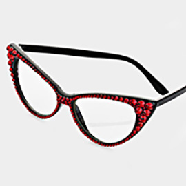 Crystal Cat Eye Clear Lens Sunglasses